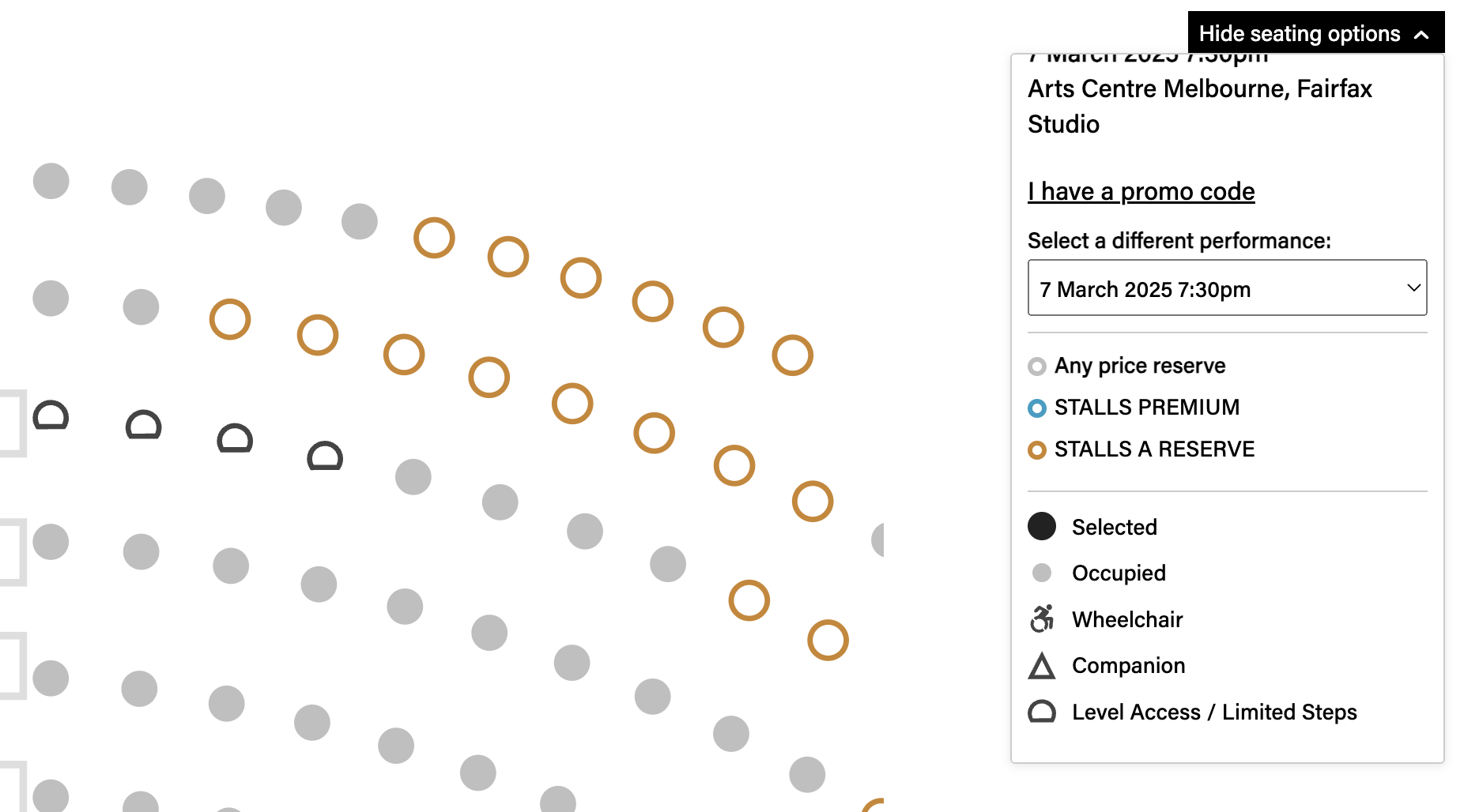 Melbourne Theatre Company seat map
