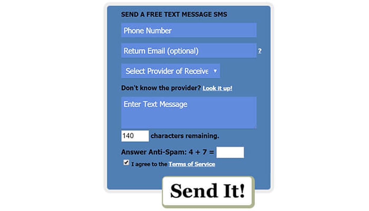 Send text via website