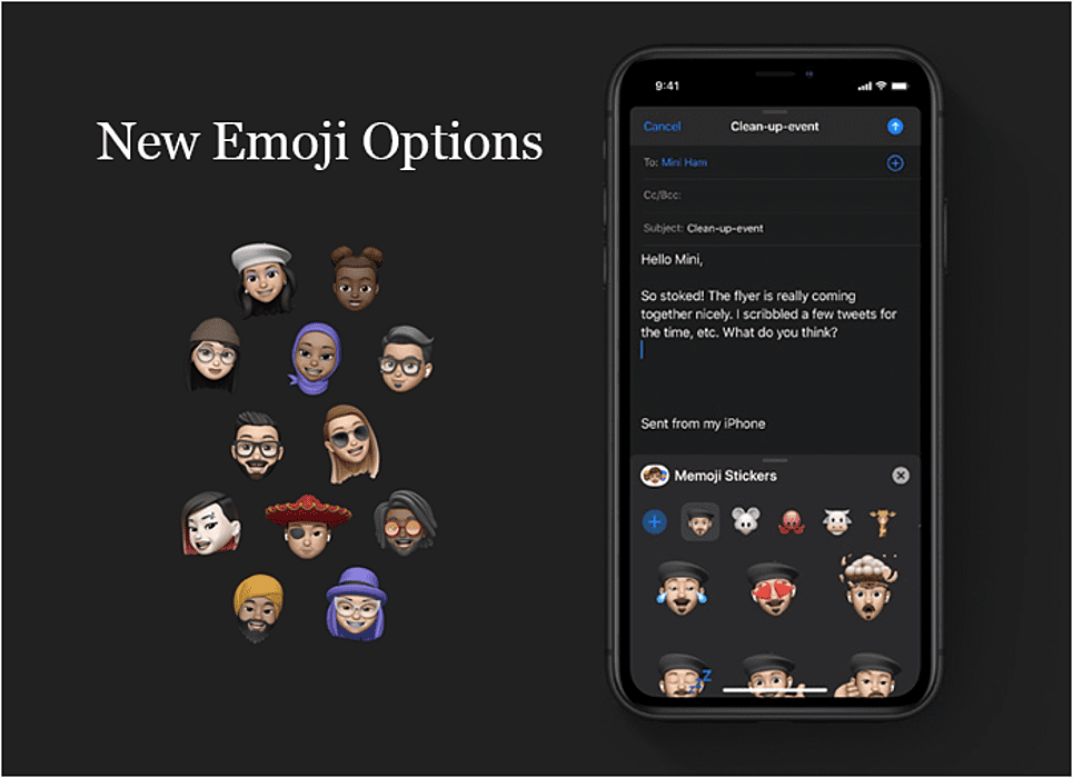 Left (New Memoji Options) Right (New Emoji Options)