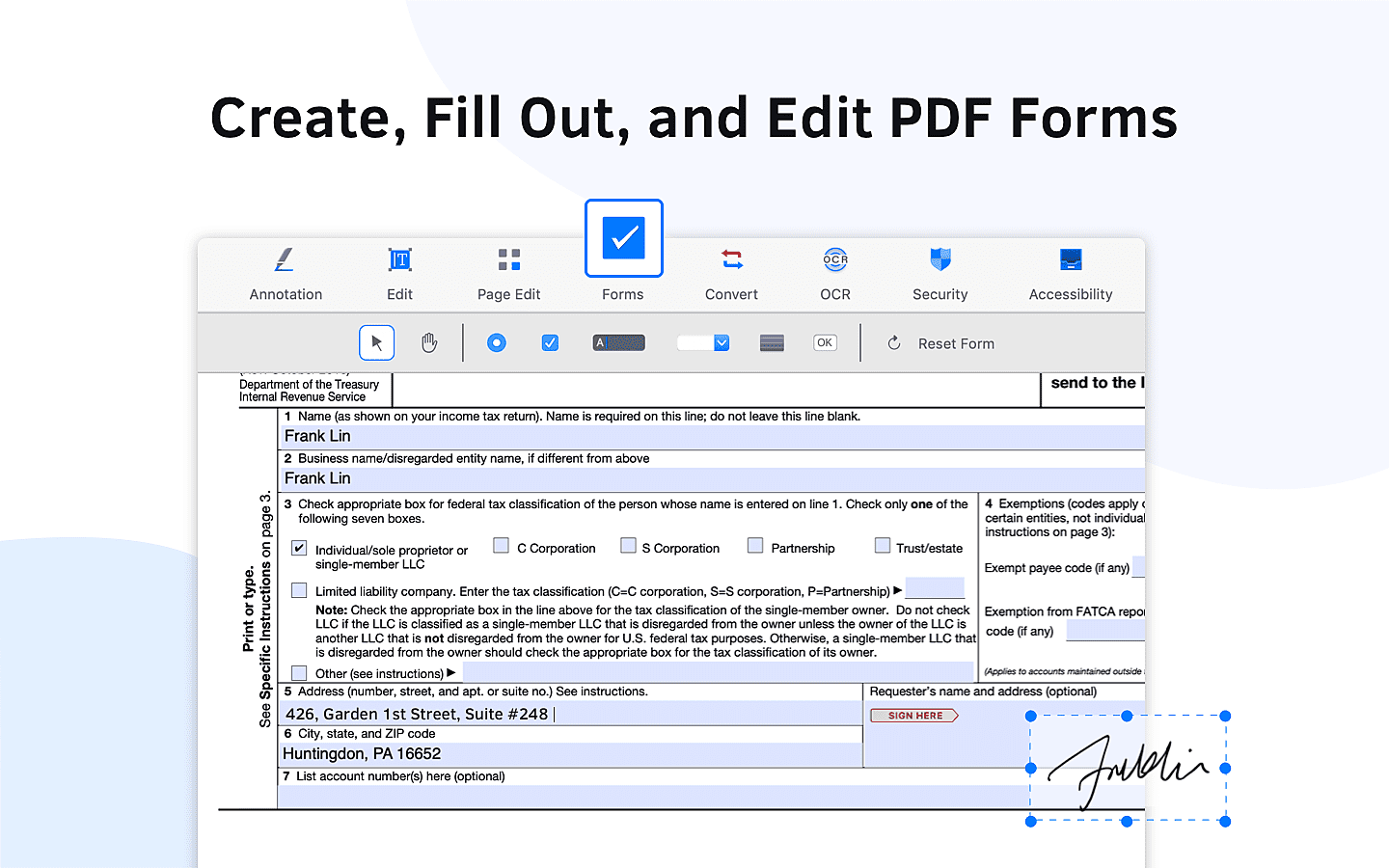 Edit PDF forms