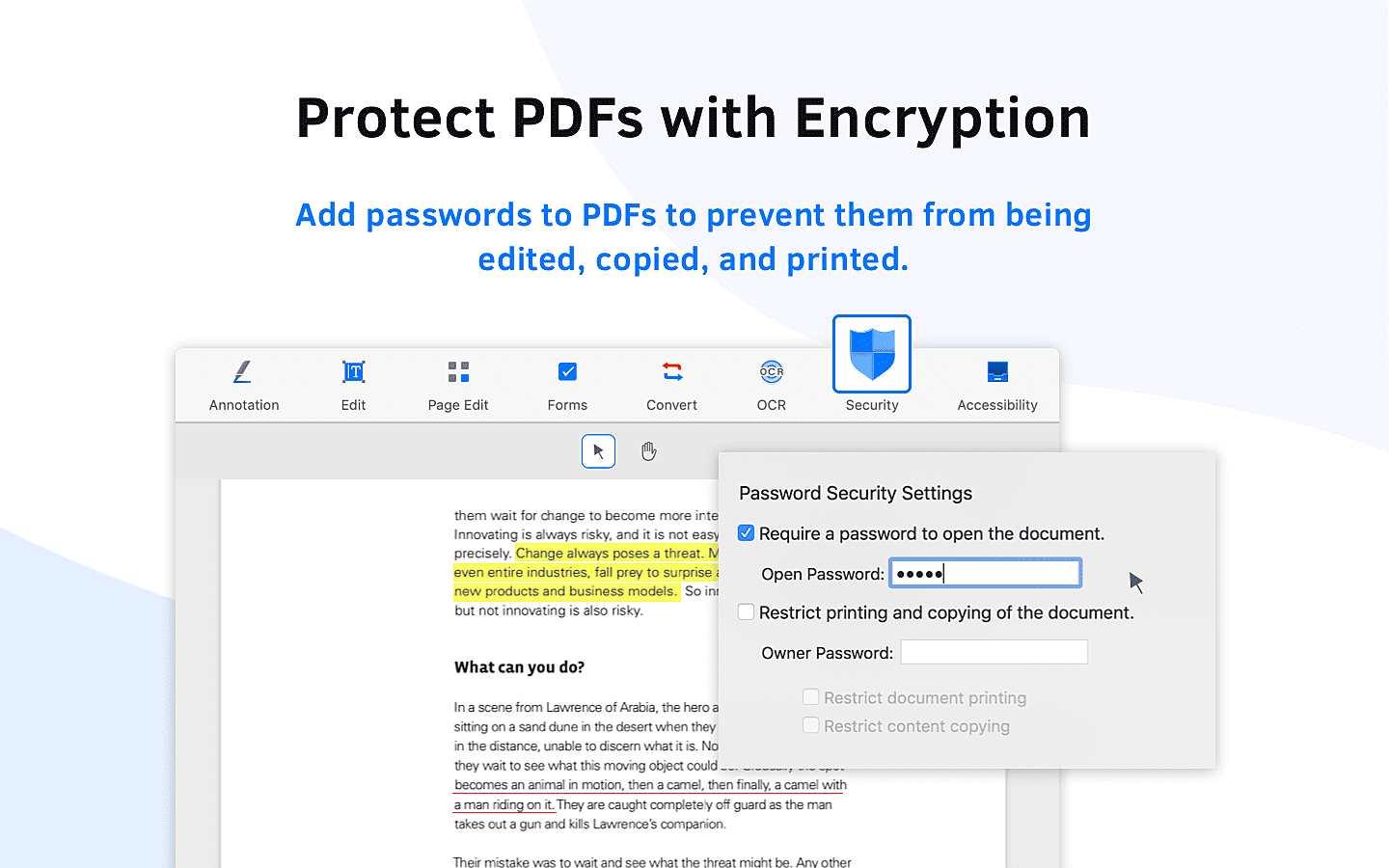 Protect PDF with encryption