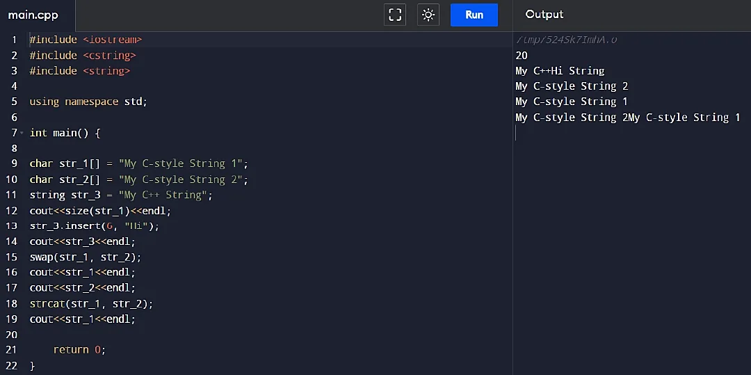 string functions in c++