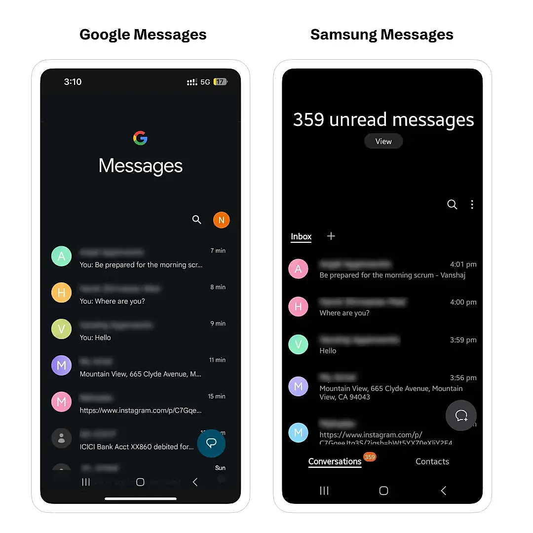 google messages vs samsung messages