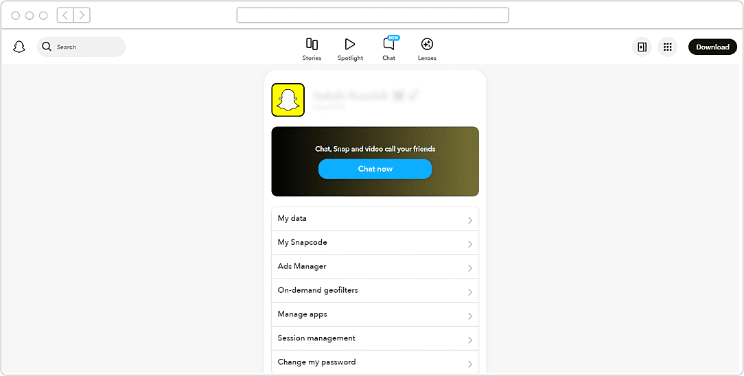 delete snapchat account on web