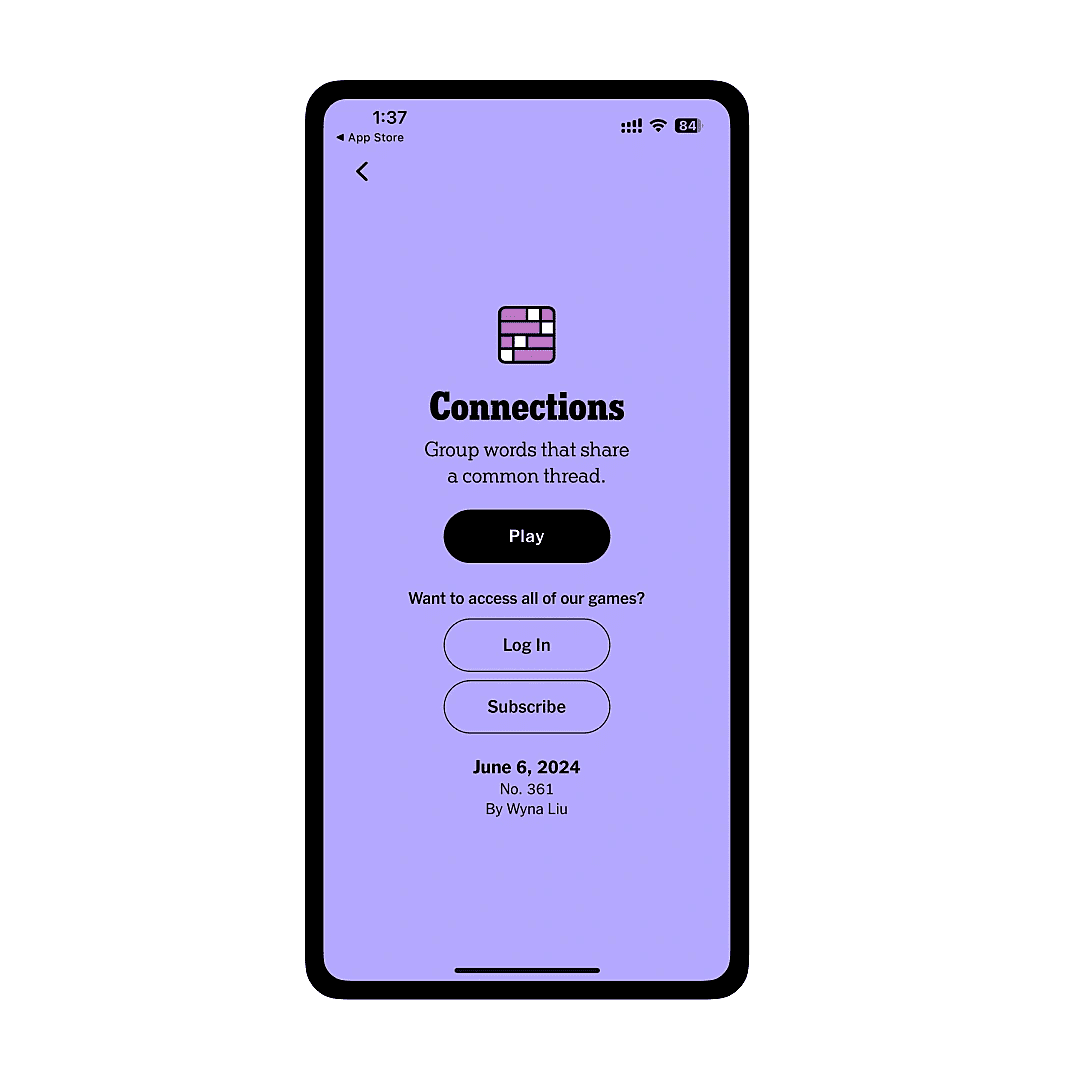 NYT Connections Home Screen