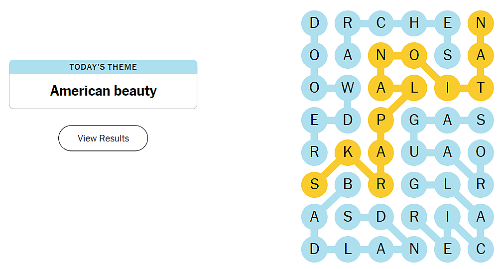 NYT strands answers for game no. 185 on 4th Sep