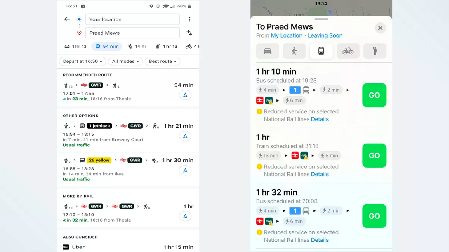 Apple Maps vs Google Maps -Â Public Transportation Info