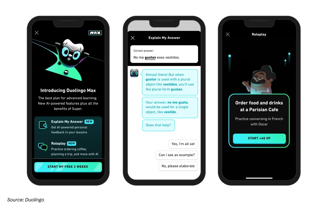 AI-powered UI pf Duolingo