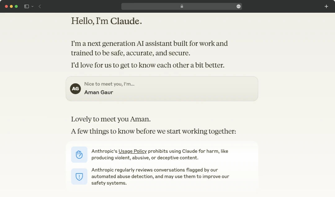 Claude AI Personal Detail Fill Up