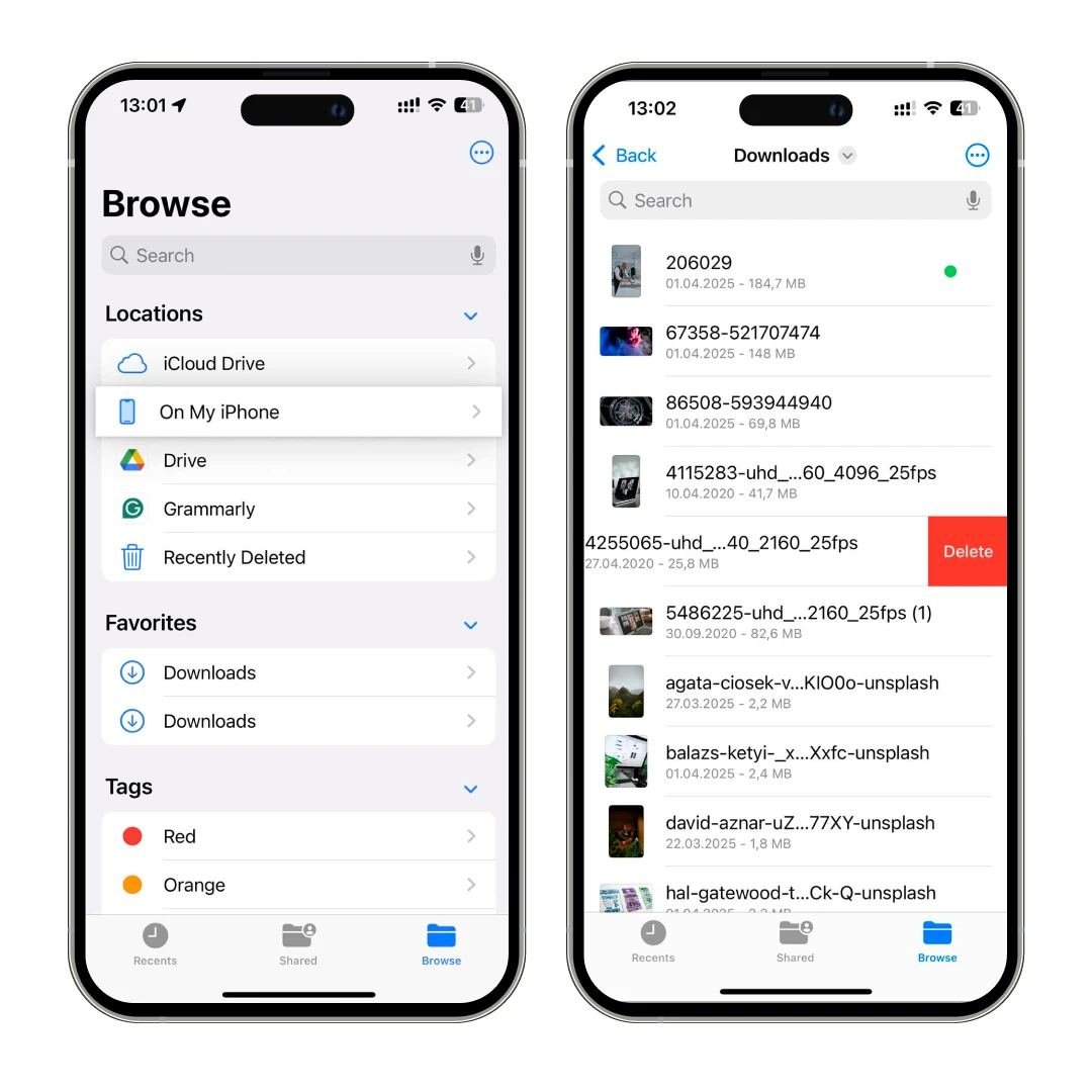 iPhone Downloads Folder