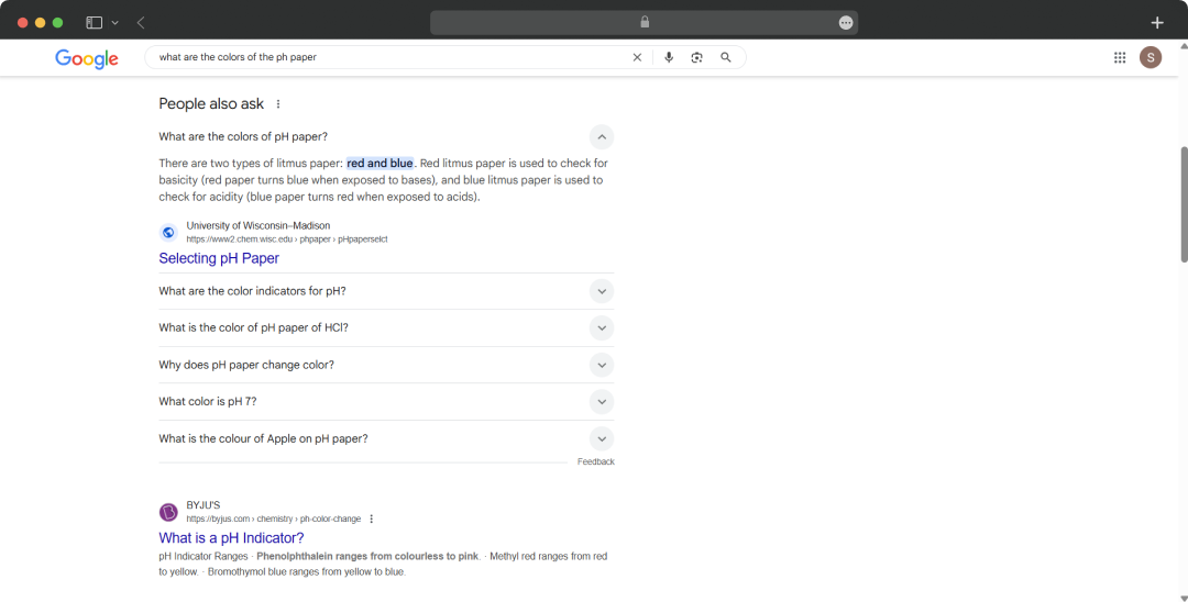 what are the colors of the ph paper