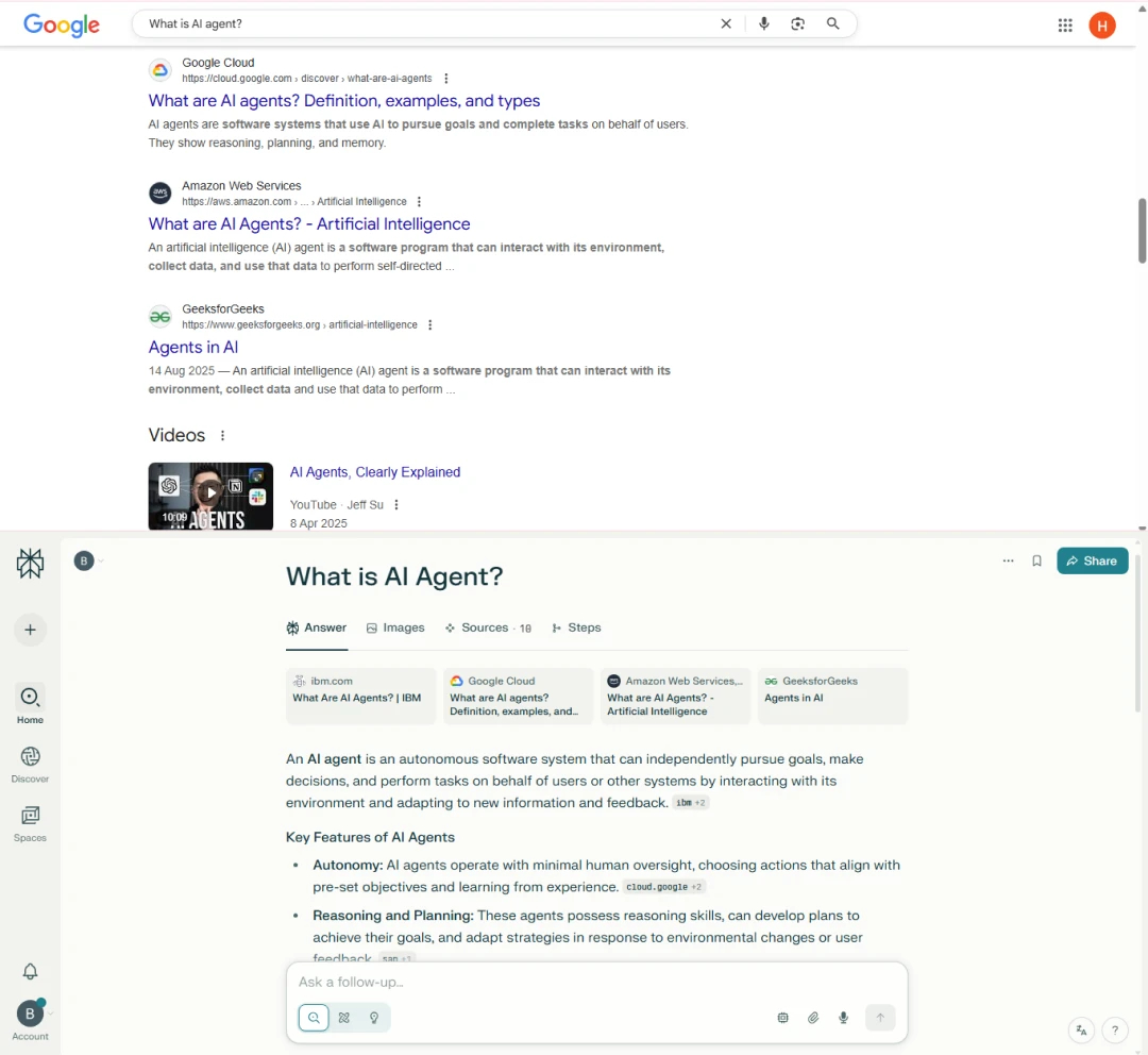SEO vs GEO search result