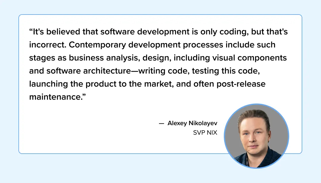 A quote from Alexey Nikolayev, SVP NIX discussing the importance of testing codes.