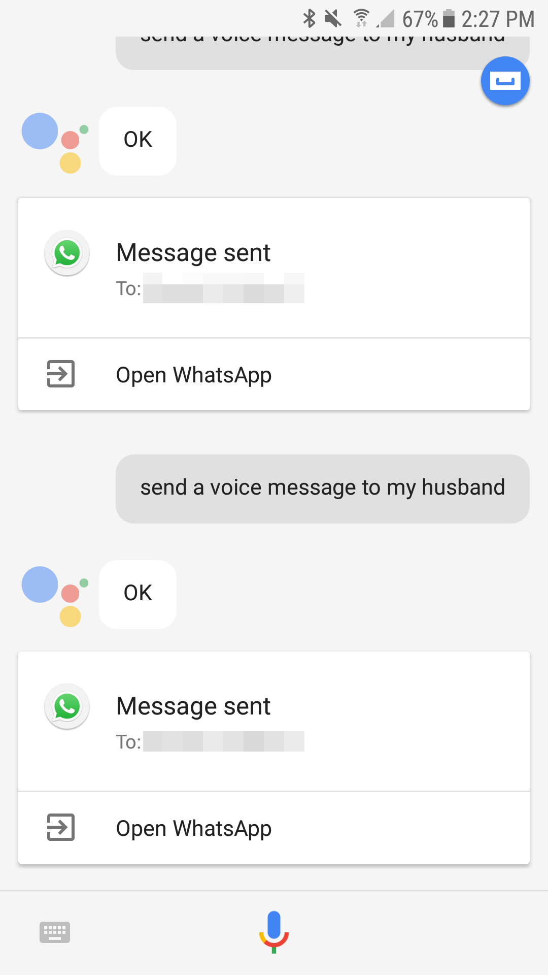 Ok Google Whatsapp