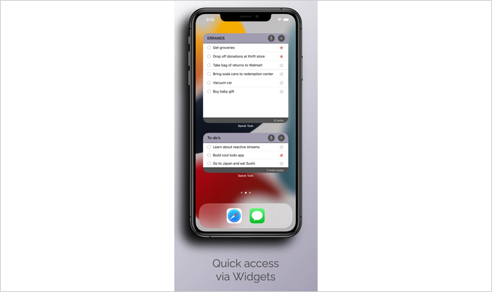 quick access via widget