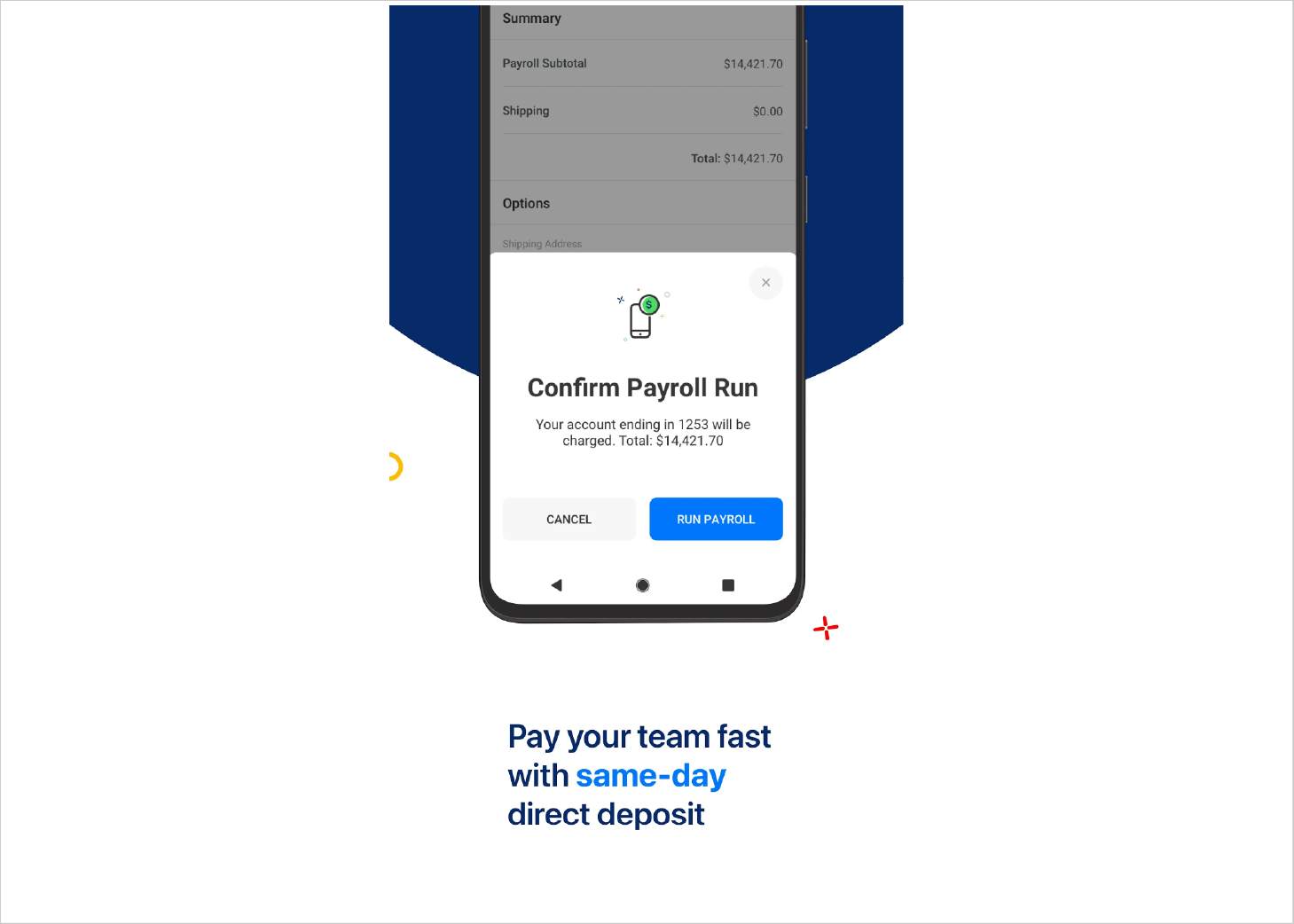 Pay your team on the same day with direct deposit