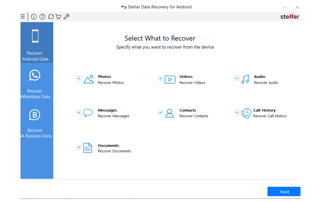 Selecting Data Types to Recover