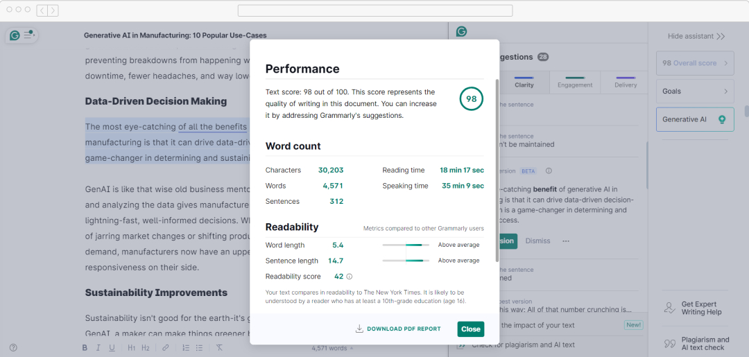 Overall Score and Stats