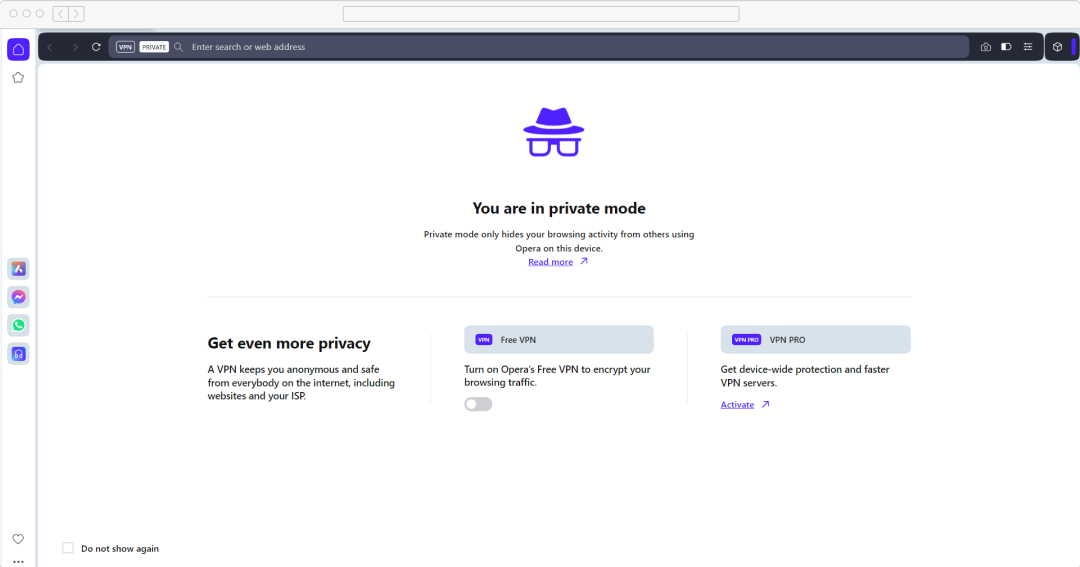 Open Incognito in Opera