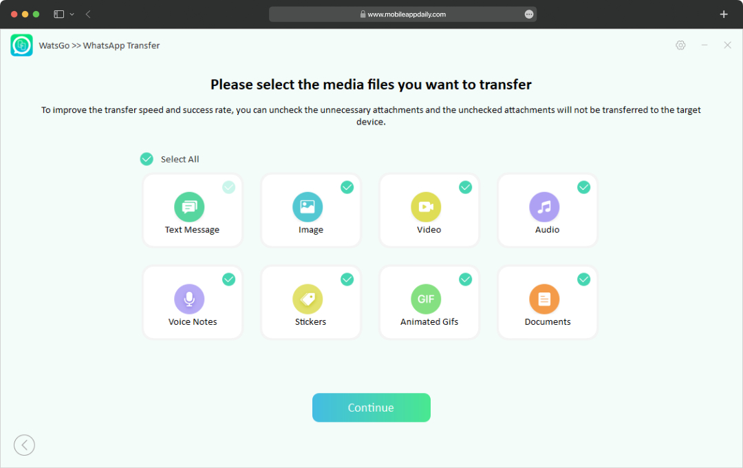 Choose and Start Data Transfer