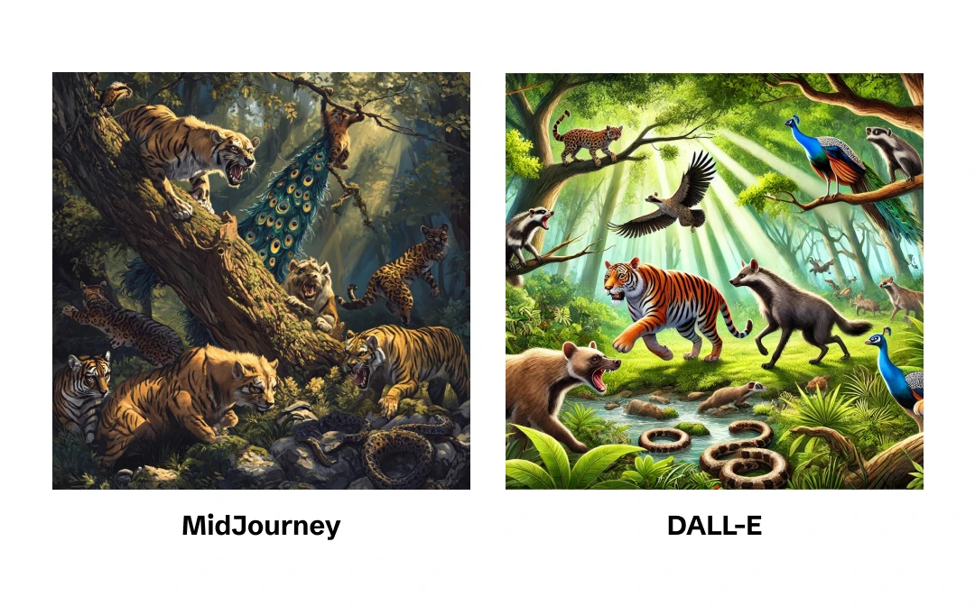 DALL-E vs Midjourney Wildlife Comparison