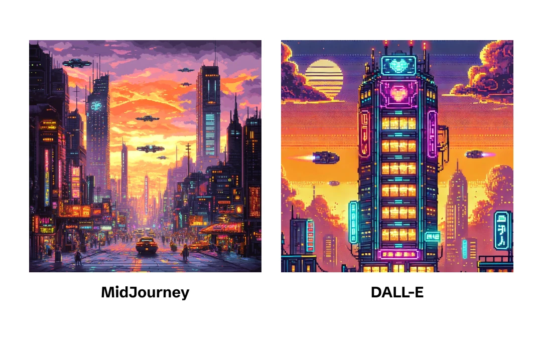 DALL-E vs Midjourney Pixel Art Comparison