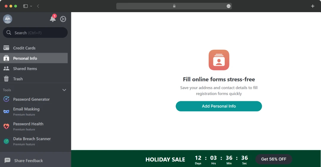 NordPass Add Personal Info