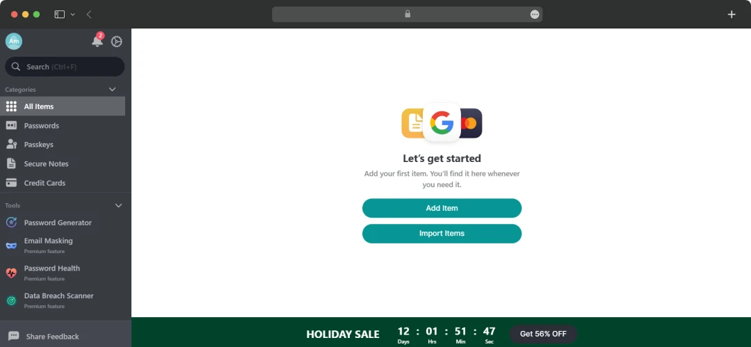NordPass Dashboard View