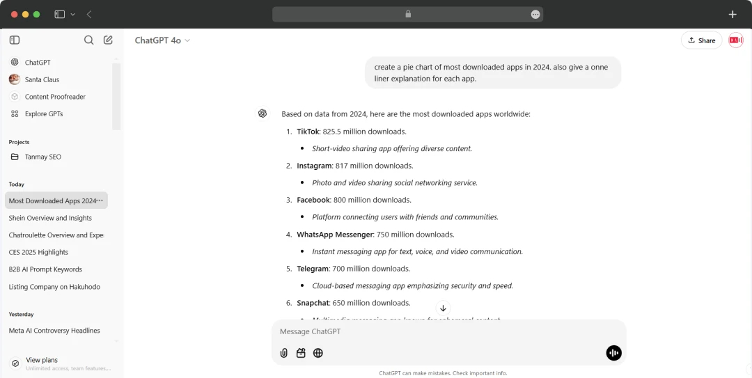 Text output capabilities of ChatGPT