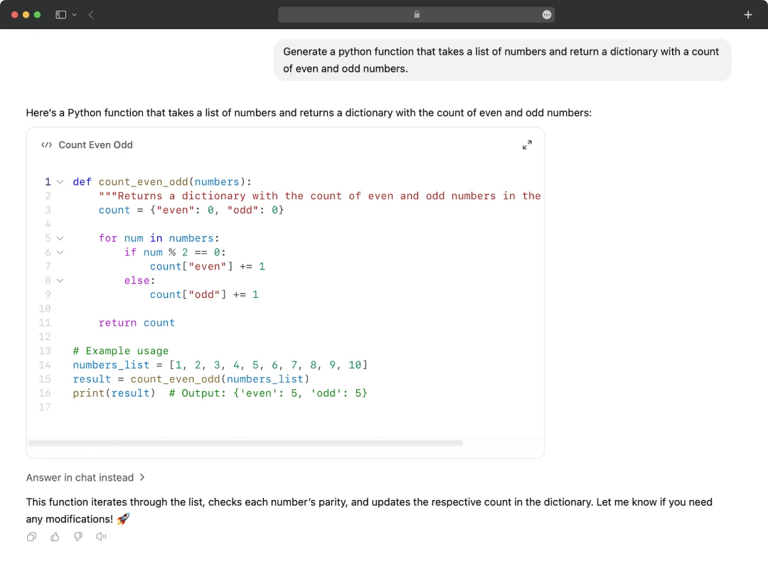 Example of Code Generation Assistance in ChatGPT