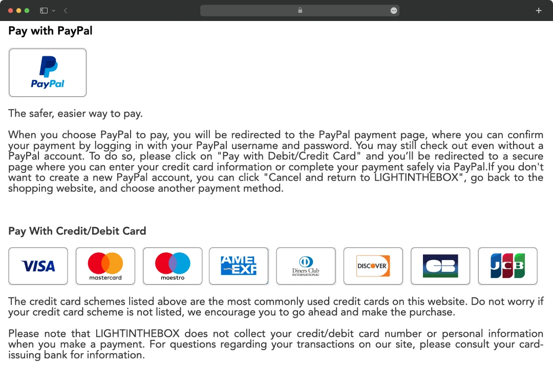 Multiple, Secure Payment Options