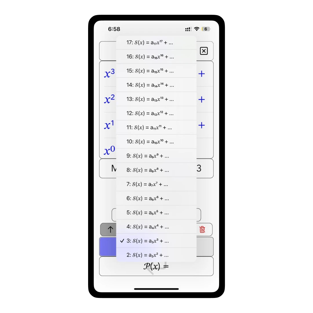 Entering MAx degree in polynomial solver multiplication/division