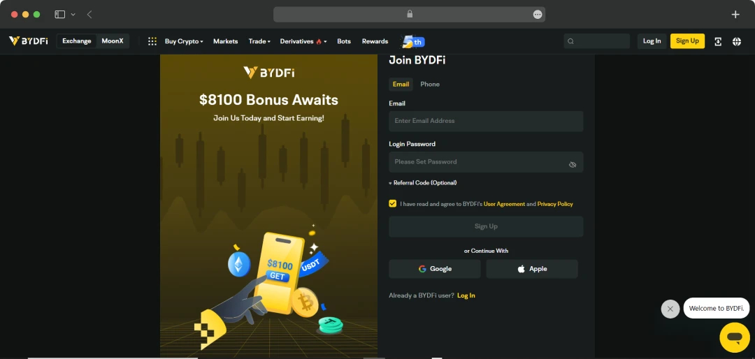 BYDFi Sign Up