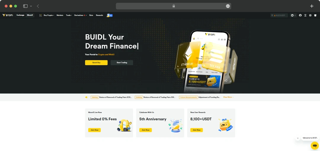 BYDFi webpage