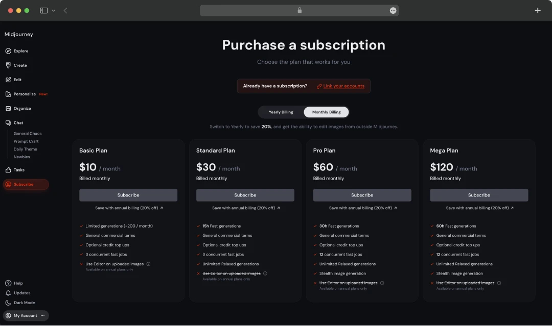 Midjourney Subscription Costs