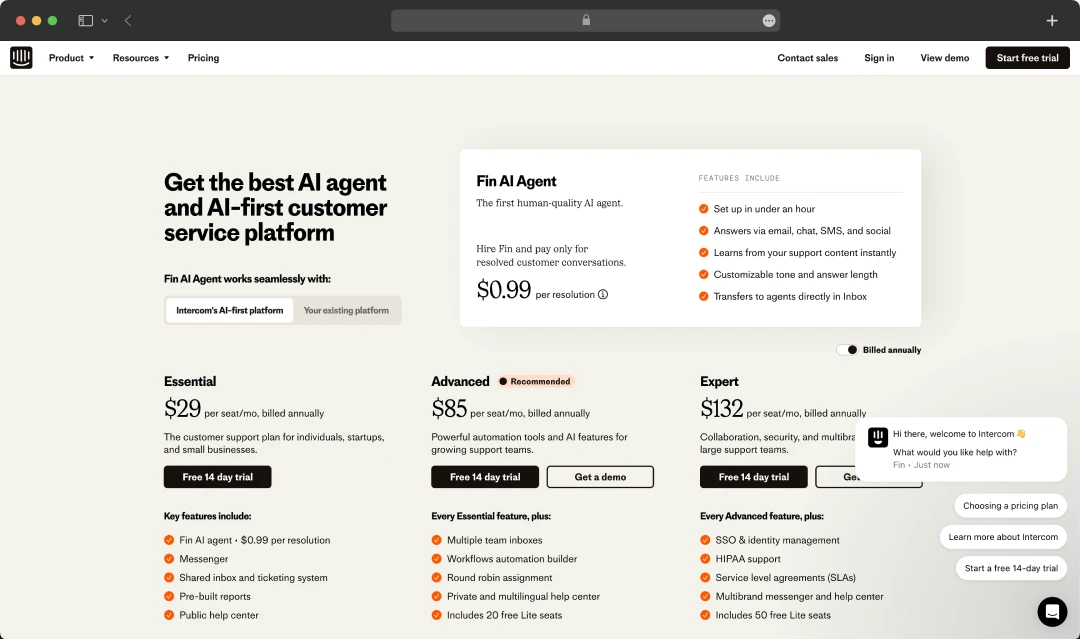 Intercom Subscription Costs