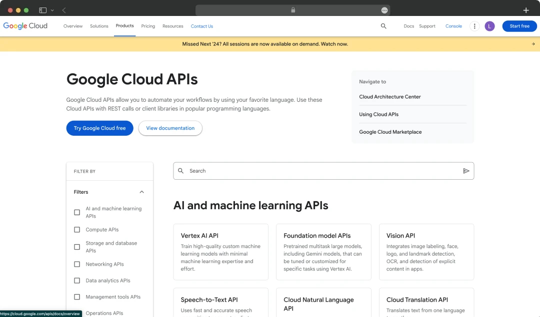 Google Cloud AI API