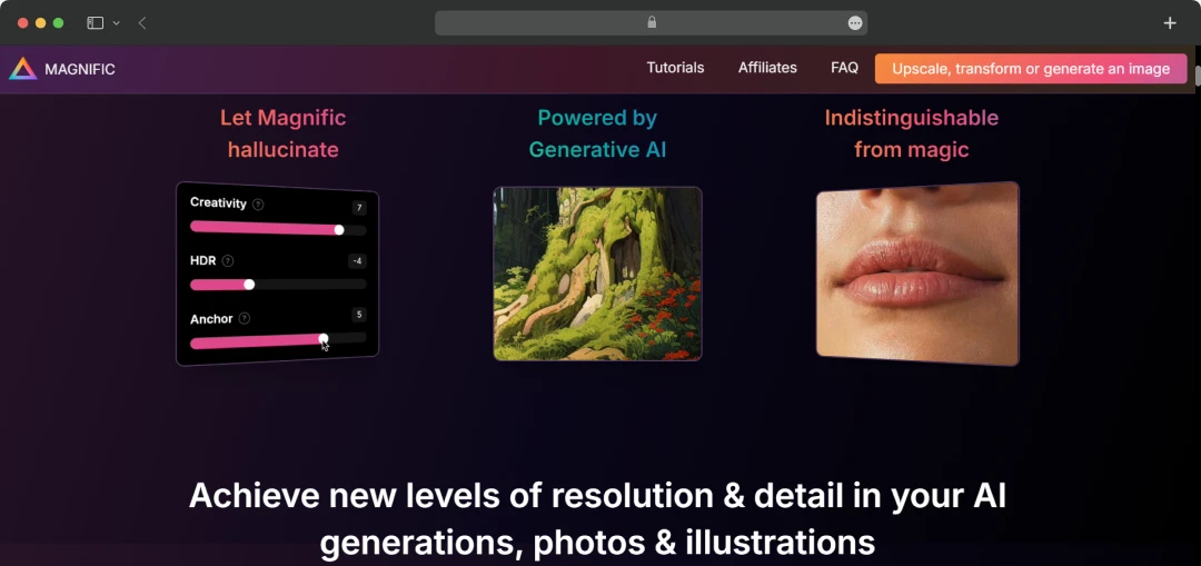 Magnific AI photo upscaling