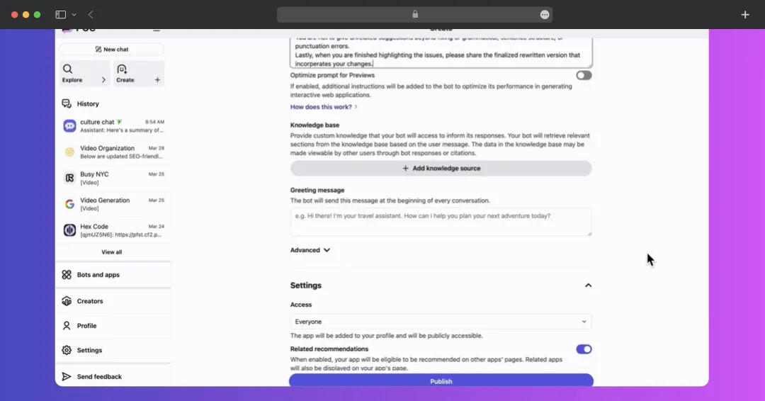 Add Instructions to Poe AI bot