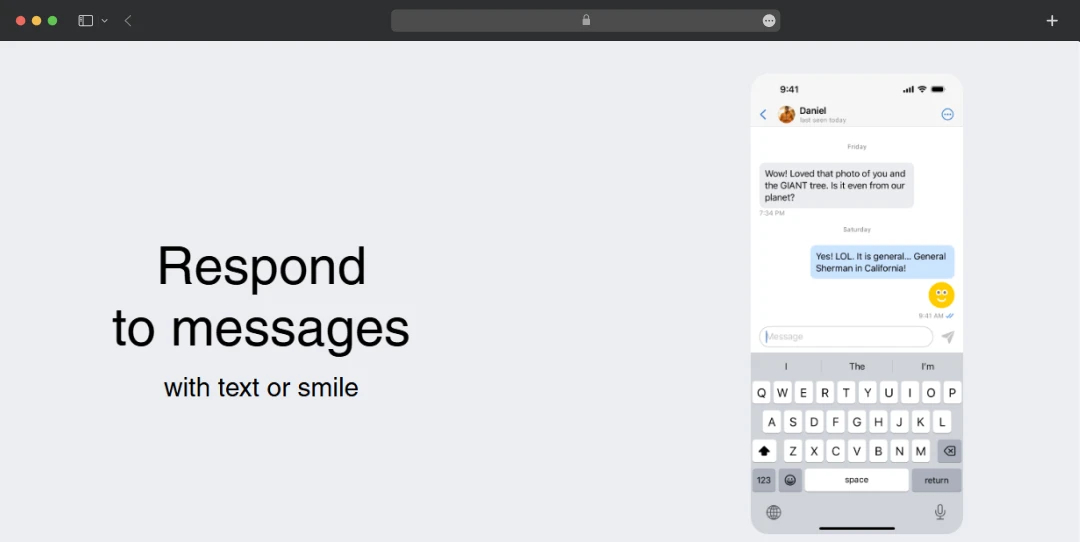Respond to the message with a smile or text on iSunday