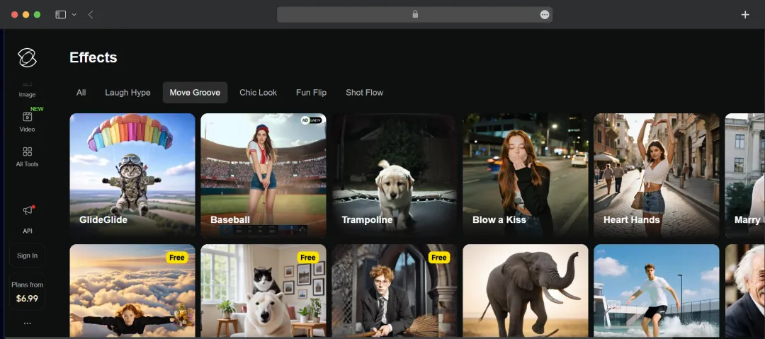 kling AI effects library