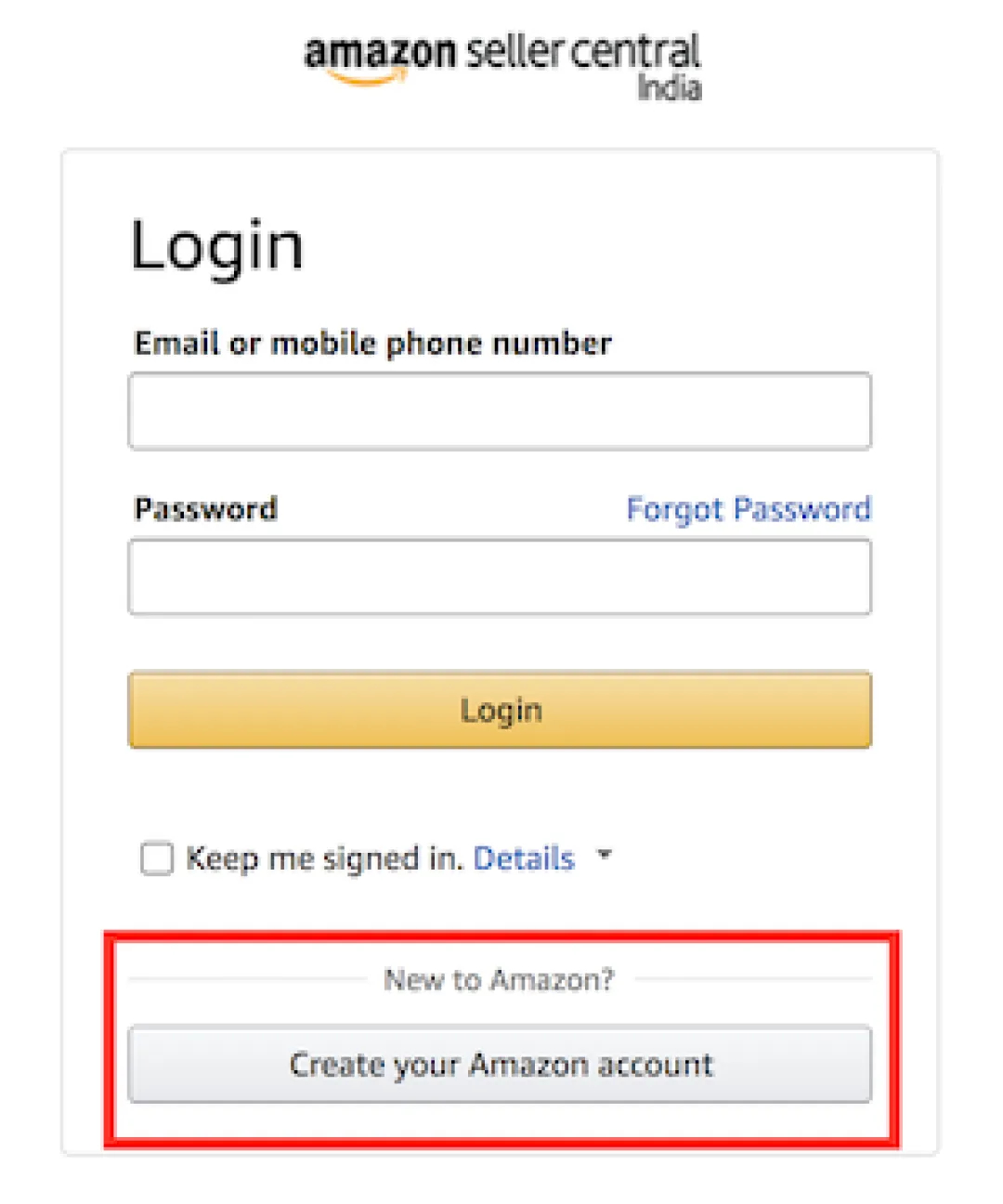 Login to Amazon Seller Central