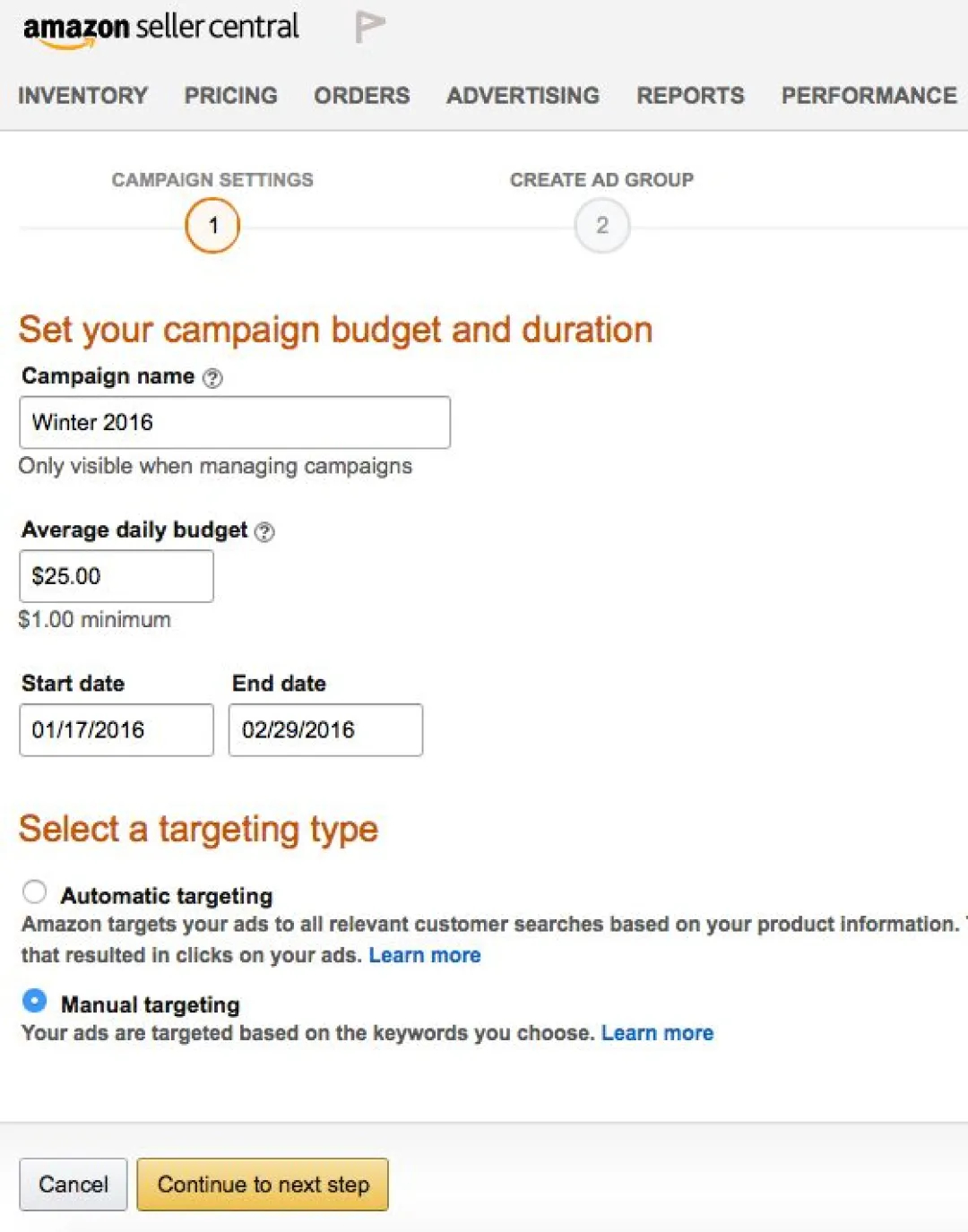 Set Your Campaign Budget and Duration