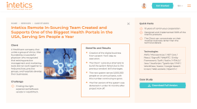 Intetics Remote In-Sourcing Team Created and Supports One of the Biggest Health Portals in the USA Serving 5m People a Year Portfolio Image