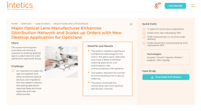 Major Optical Lens Manufacturer Enhances Distribution Network and Scales up Orders with New Desktop Application for Opticians Portfolio Image