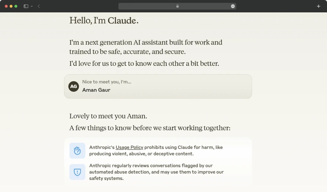 Claude AI Personal Detail Fill Up