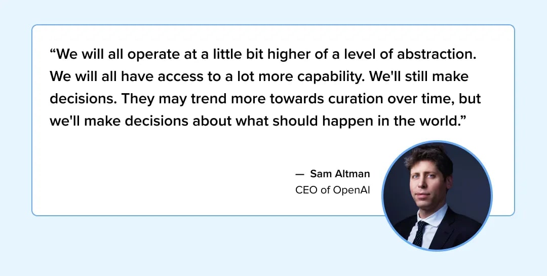 Sam Altman's quote about the integration of AI into the tech world.