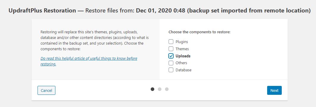 Cara Mengembalikan Backup dari Plugin UpDraftPlus