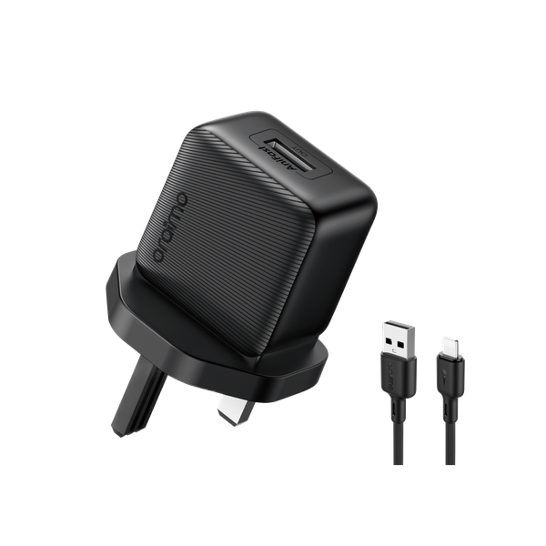 Oraimo 10w Wall Charger Kit Ocw-1111u+l53 (lightning Cable, Black)