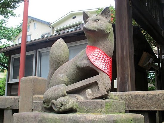 Foxe statues are everywhere in the Shrine.